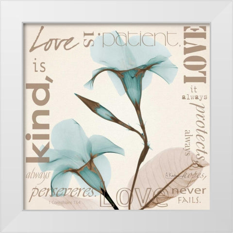 Love - Blue Beauties White Modern Wood Framed Art Print by Koetsier, Albert