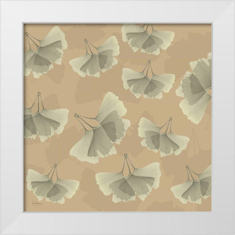 Falling Gingkos 1 White Modern Wood Framed Art Print by Koetsier, Albert