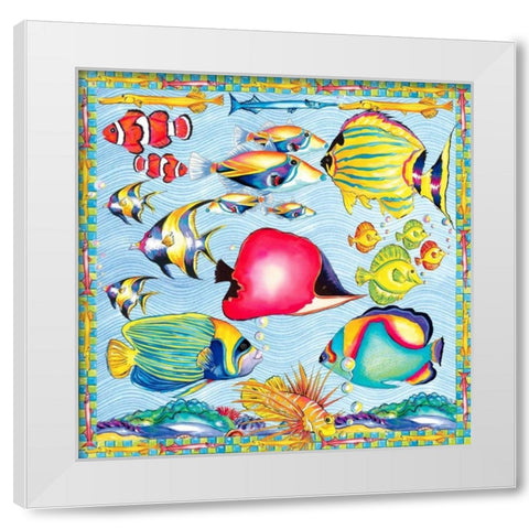 Fish Pattern White Modern Wood Framed Art Print by Ormsby, Anne