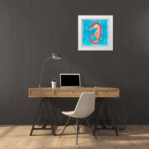 Beach Seahorse White Modern Wood Framed Art Print by Ormsby, Anne