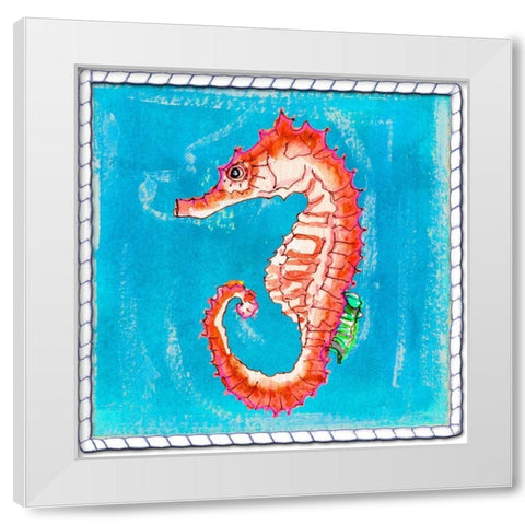 Beach Seahorse White Modern Wood Framed Art Print by Ormsby, Anne