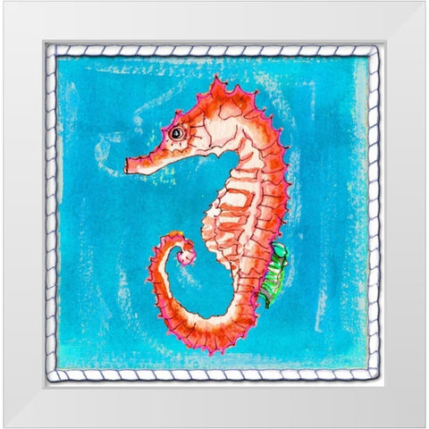 Beach Seahorse White Modern Wood Framed Art Print by Ormsby, Anne