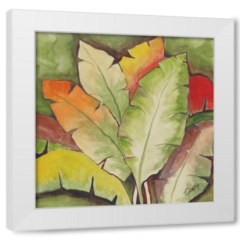 Banana Tree Leaves White Modern Wood Framed Art Print by Ormsby, Anne
