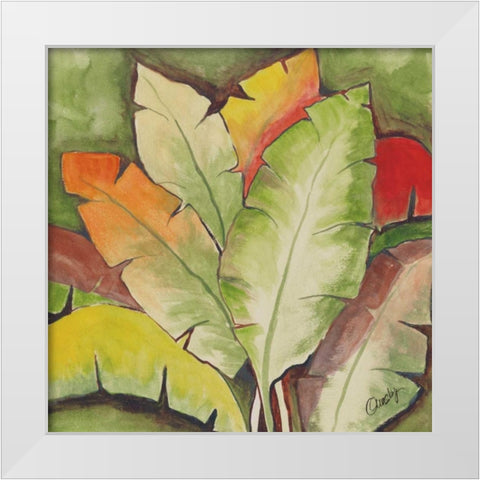 Banana Tree Leaves White Modern Wood Framed Art Print by Ormsby, Anne