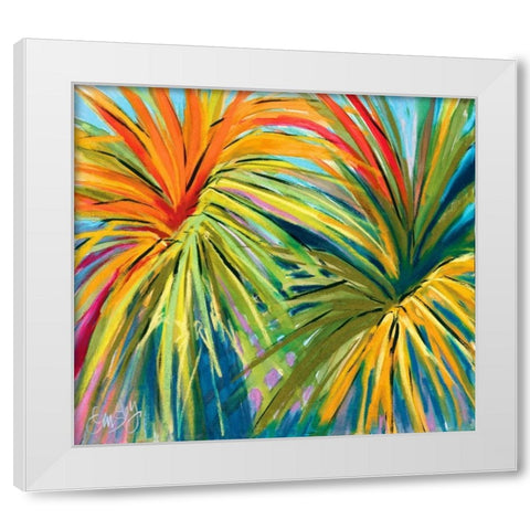 Firework Leaves White Modern Wood Framed Art Print by Ormsby, Anne