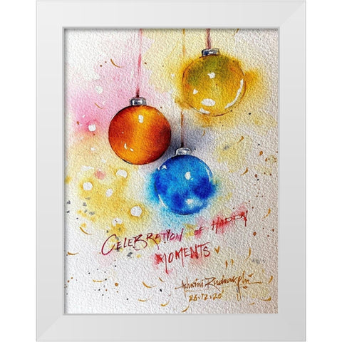 Christmas Bubbles White Modern Wood Framed Art Print by Rudraksi, Ashwini