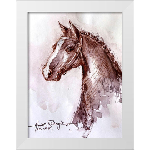 Horse 1 White Modern Wood Framed Art Print by Rudraksi, Ashwini
