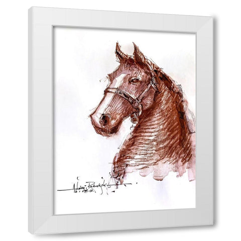 Horse 2 White Modern Wood Framed Art Print by Rudraksi, Ashwini