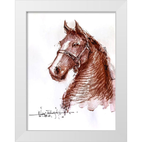 Horse 2 White Modern Wood Framed Art Print by Rudraksi, Ashwini