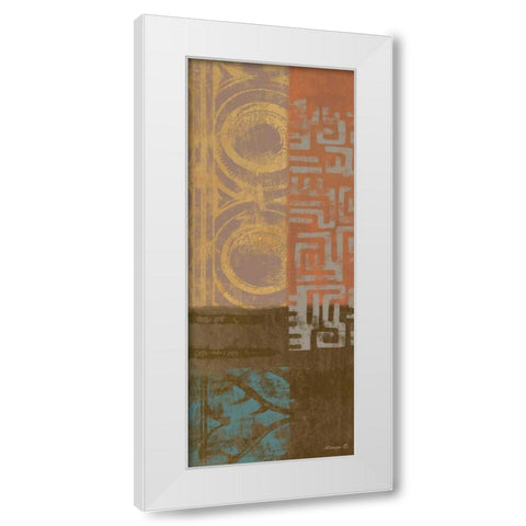 African Panel 3 White Modern Wood Framed Art Print by Saunders, Alonzo