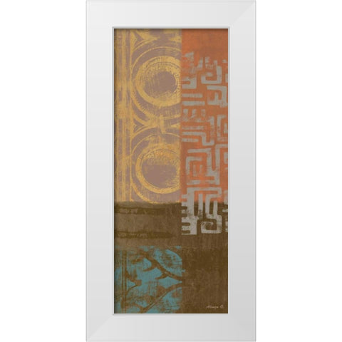 African Panel 3 White Modern Wood Framed Art Print by Saunders, Alonzo