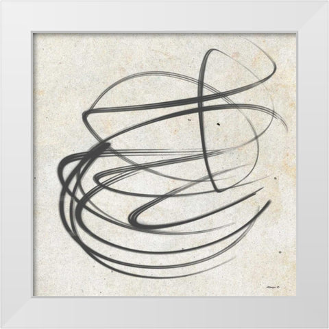 Swirl White Modern Wood Framed Art Print by Saunders, Alonza