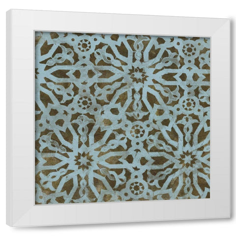 Blue Tile Dark 5 White Modern Wood Framed Art Print by Saunders, Alonzo