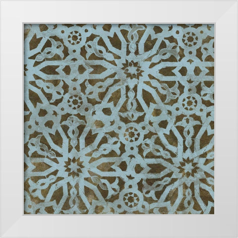 Blue Tile Dark 5 White Modern Wood Framed Art Print by Saunders, Alonzo
