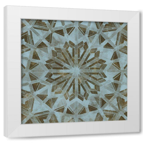 Blue Tile Dark 6 White Modern Wood Framed Art Print by Saunders, Alonzo