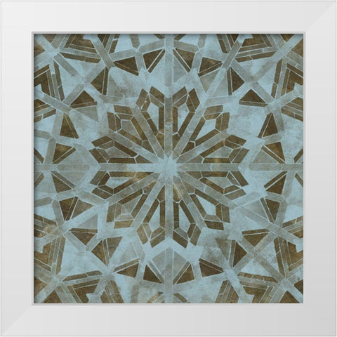 Blue Tile Dark 6 White Modern Wood Framed Art Print by Saunders, Alonzo