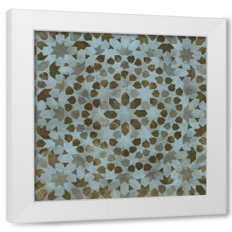Blue Tile Dark 9 White Modern Wood Framed Art Print by Saunders, Alonzo