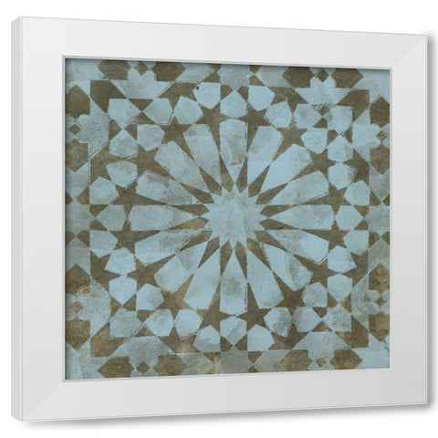 Blue Tile Dark 10 White Modern Wood Framed Art Print by Saunders, Alonzo