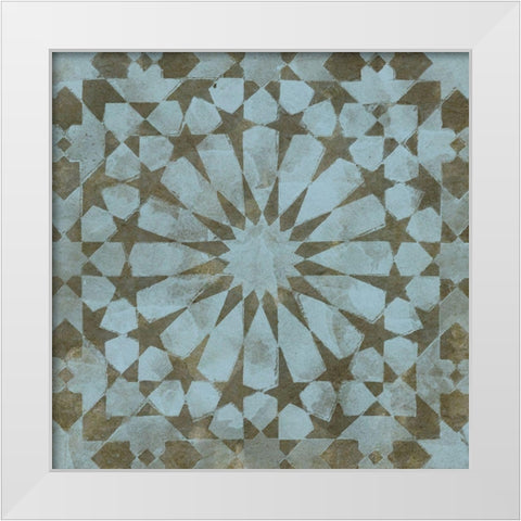 Blue Tile Dark 10 White Modern Wood Framed Art Print by Saunders, Alonzo
