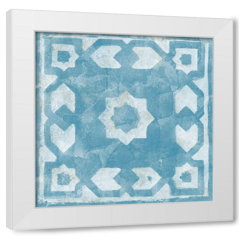 Blue Tile Light 2 White Modern Wood Framed Art Print by Saunders, Alonzo