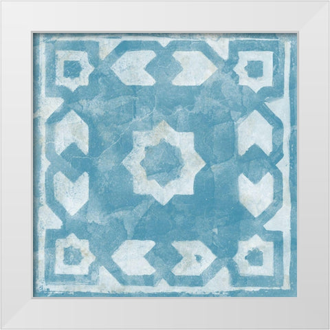 Blue Tile Light 2 White Modern Wood Framed Art Print by Saunders, Alonzo