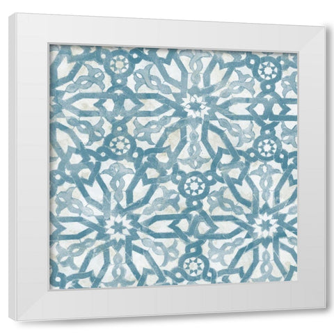 Blue Tile Light 5 White Modern Wood Framed Art Print by Saunders, Alonzo