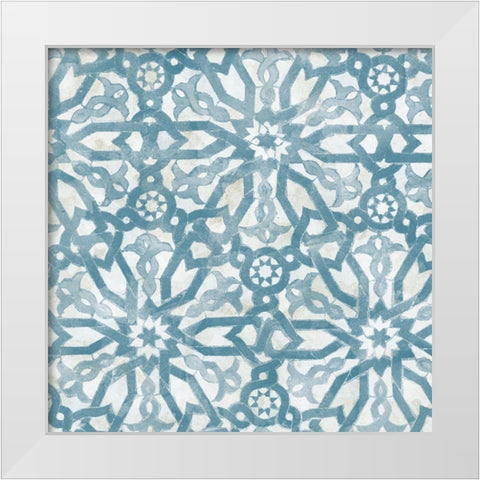 Blue Tile Light 5 White Modern Wood Framed Art Print by Saunders, Alonzo