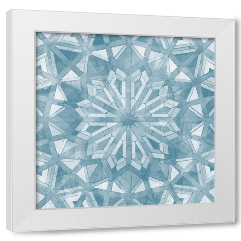 Blue Tile Light 6 White Modern Wood Framed Art Print by Saunders, Alonzo