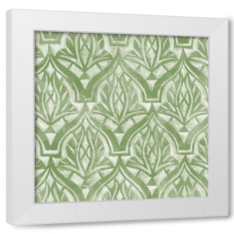 Green Tile Light 8 White Modern Wood Framed Art Print by Saunders, Alonzo
