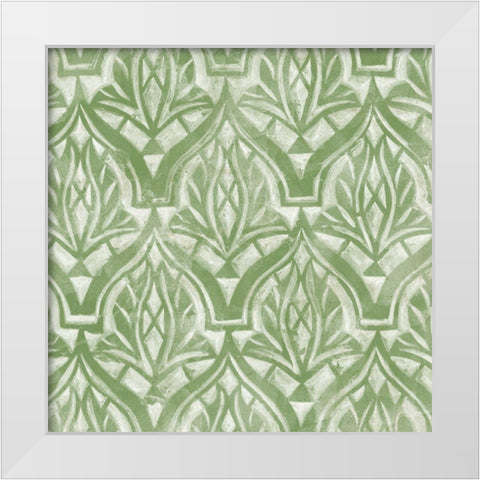 Green Tile Light 8 White Modern Wood Framed Art Print by Saunders, Alonzo