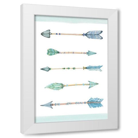 Boho Arrows Blue White Modern Wood Framed Art Print by Vidal, Alicia