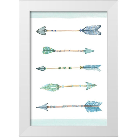 Boho Arrows Blue White Modern Wood Framed Art Print by Vidal, Alicia
