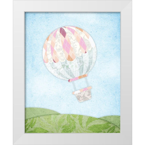 Hot Air Balloon White Modern Wood Framed Art Print by Vidal, Alicia