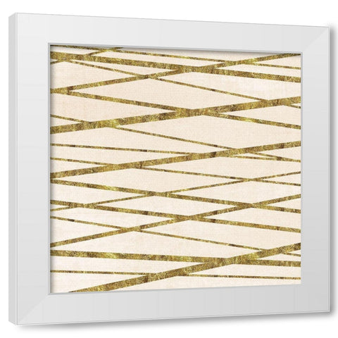 Golden Lines White Modern Wood Framed Art Print by Vidal, Alicia