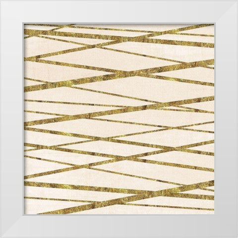 Golden Lines White Modern Wood Framed Art Print by Vidal, Alicia