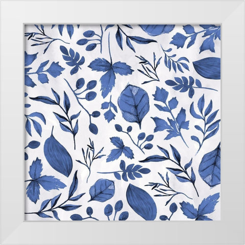 Indigo Foliage White Modern Wood Framed Art Print by Vidal, Alicia
