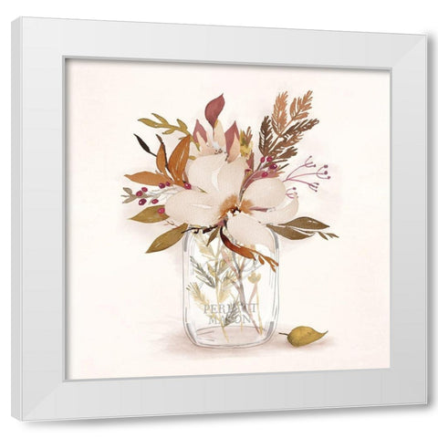Autumn Mason Jar 1 White Modern Wood Framed Art Print by Vidal, Alicia