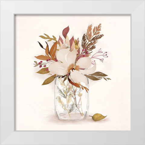 Autumn Mason Jar 1 White Modern Wood Framed Art Print by Vidal, Alicia