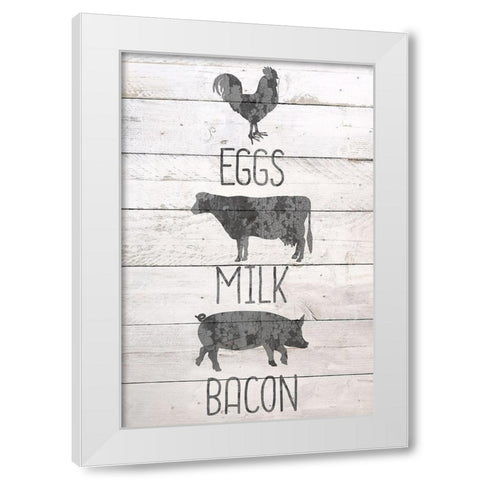 Eggs Milk Bacon White Modern Wood Framed Art Print by Bailey, Ann