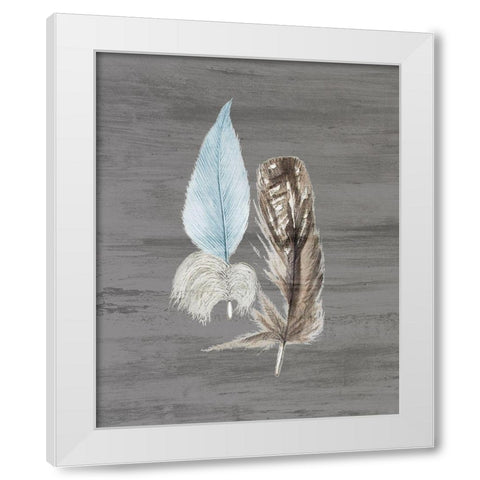 Feathers 1 White Modern Wood Framed Art Print by Bailey, Ann