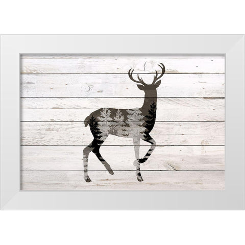 Deer 1 White Modern Wood Framed Art Print by Bailey, Ann