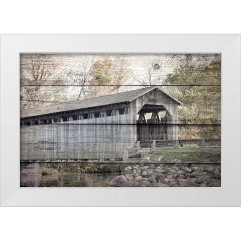 Covered Bridge White Modern Wood Framed Art Print by Bailey, Ann