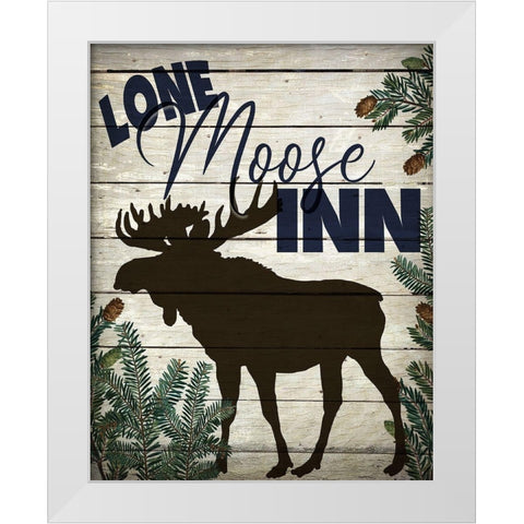 Lone Moose Inn White Modern Wood Framed Art Print by Bailey, Ann