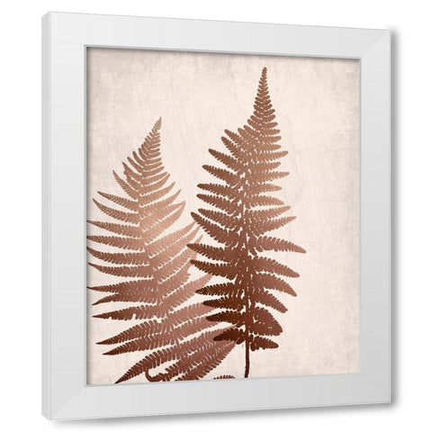 Copper Pink Ferns 1 White Modern Wood Framed Art Print by Bailey, Ann