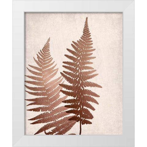 Copper Pink Ferns 1 White Modern Wood Framed Art Print by Bailey, Ann