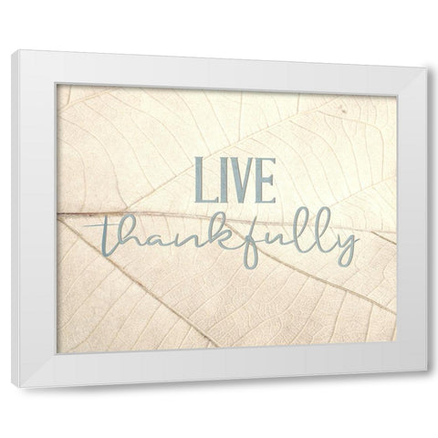 Live Thankfully White Modern Wood Framed Art Print by Bailey, Ann