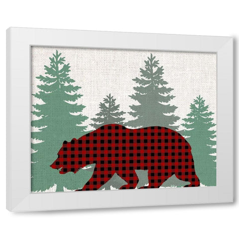 Bear Plaid White Modern Wood Framed Art Print by Bailey, Ann