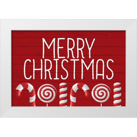 Merry Christmas Canes White Modern Wood Framed Art Print by Bailey, Ann