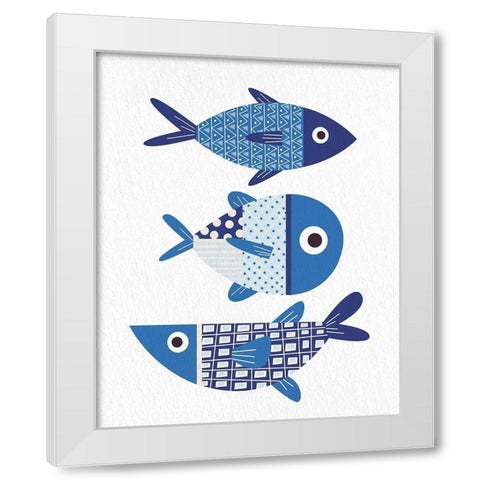 Blue Fish 1 White Modern Wood Framed Art Print by Bailey, Ann