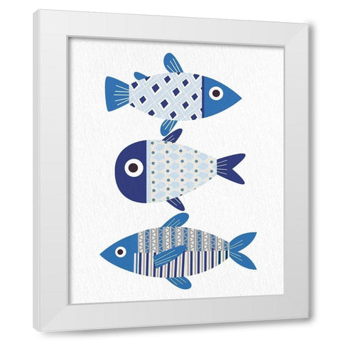 Blue Fish 2 White Modern Wood Framed Art Print by Bailey, Ann